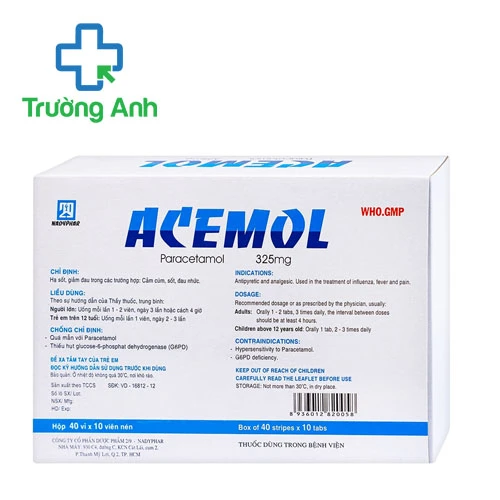 Acemol 325mg Nadyphar (400 viên) - Thuốc điều trị giảm đau và hạ sốt hiệu quả