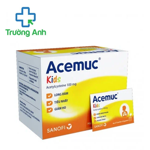 Acemuc kids 100mg Sanofi (cốm) - Thuốc giúp tiêu chất nhầy hiệu quả