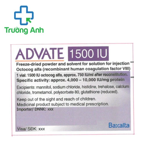 Advate 1500IU - Thuốc điều trị và phòng ngừa xuất huyết hiệu quả của Thụy Sĩ