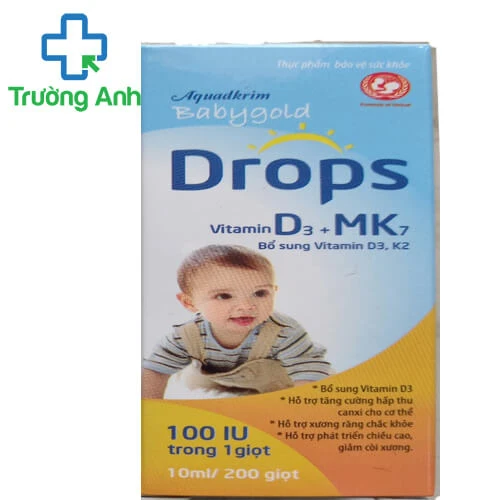 Aquadkrim Babygold Drops Vitamin D3+MK7 - Bổ sung vitamin D3 hiệu quả
