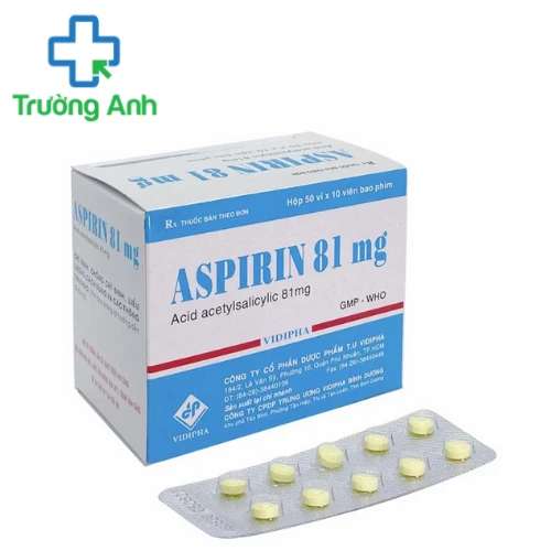 Aspirin 81mg Vidipha - Thuốc dùng trong dự phòng các cơn đau tim và đột quỵ