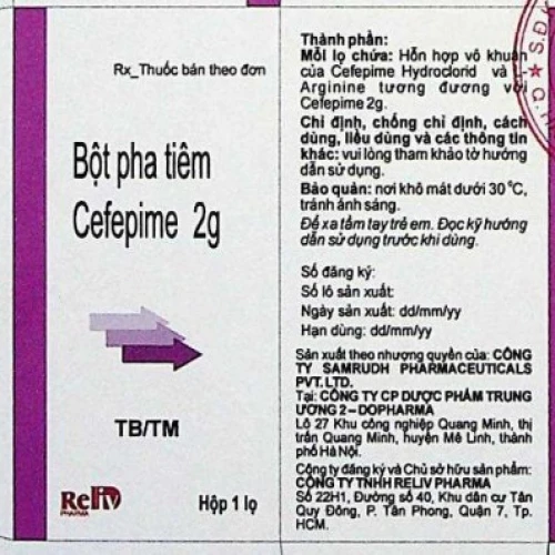 Cefepime 2g - Thuốc điều trị nhiễm khuẩn của TW2 (Dopharma)