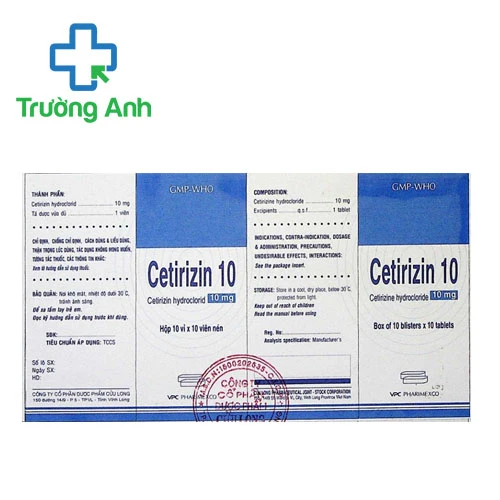 Cetirizin 10 VCP - Thuốc điều trị viêm mũi dị ứng hiệu quả