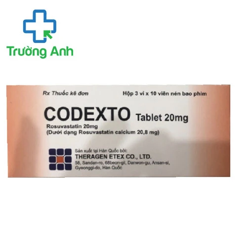 Codexto tablet 20mg - Thuốc điều trị tăng cholesterol máu hiệu quả
