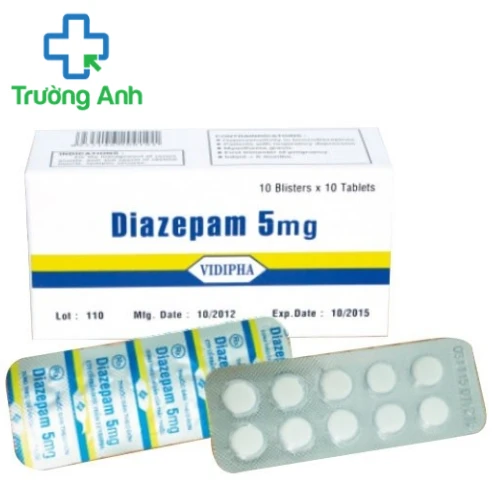 Diazepam 5mg Vidipha - Thuốc điều trị run, tâm thần nội sinh, co cứng cơ
