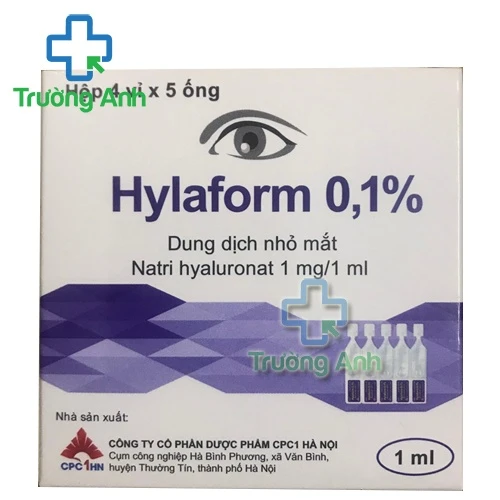 Hylaform 0,1% (Natri hyaluronate 1mg/ml) - Điều trị triệu chứng khô mắt hiệu quả