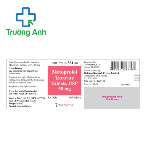 Metoprolol Tartrate 50mg TruPharma - Thuốc điều trị tăng huyết áp hiệu quả