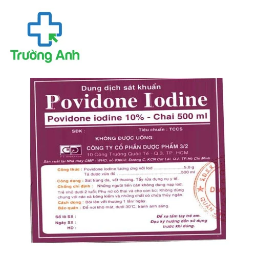 Povidone Iodine 10% 500ml F.T.Pharma (dd sát khuẩn) - Giúp sát trùng vết thương