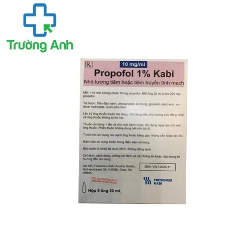 Propofol 1% Kabi - 20ml - thuốc gây mê toàn thân hiệu quả của Áo 