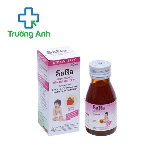 Sara 120mg/5ml (hương dâu) - Thuốc giảm đau hạ sốt cho trẻ hương dâu hiệu quả
