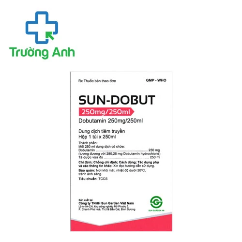 Sun-Dobut 250mg/250ml Sun Garden - Thuốc điều trị suy tim hiệu quả