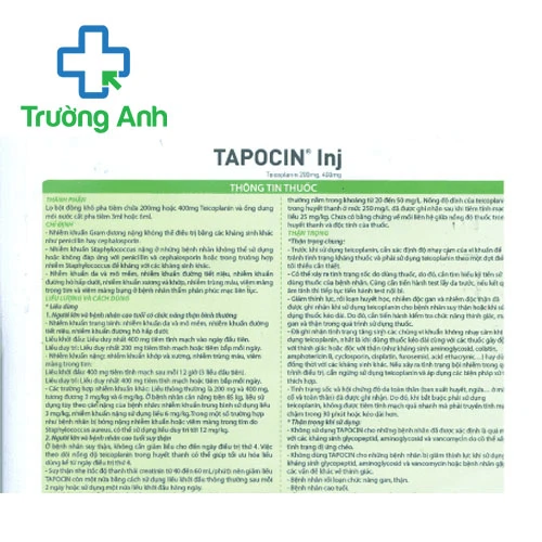 Tapocin Injection 200mg - Thuốc điều trị nhiễm khuẩn hiệu quả của Hàn Quốc