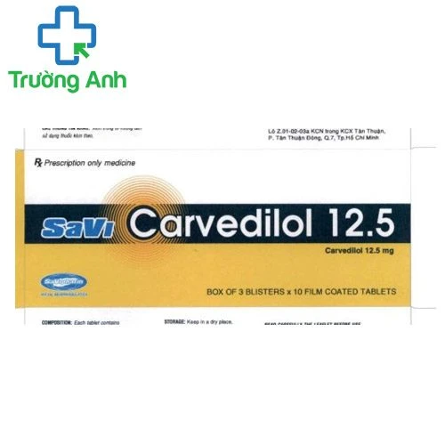 Savi Carvedilol 12.5mg - Thuốc điều trị cao huyết áp, suy tim hiệu quả của Savipharm