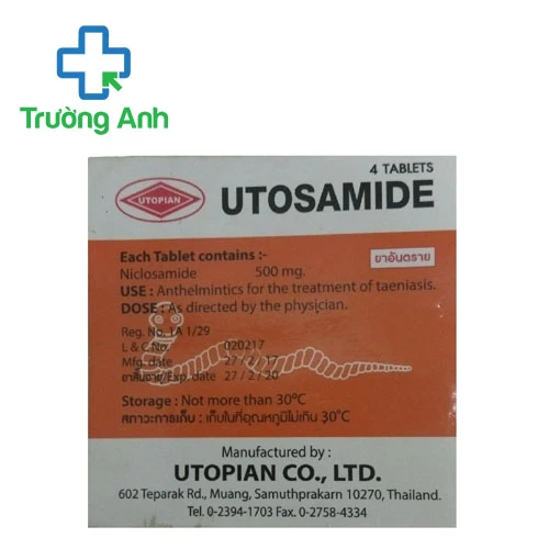 Utosamide 500mg Utopian - Thuốc tẩy giun sán hiệu quả của Thái Lan
