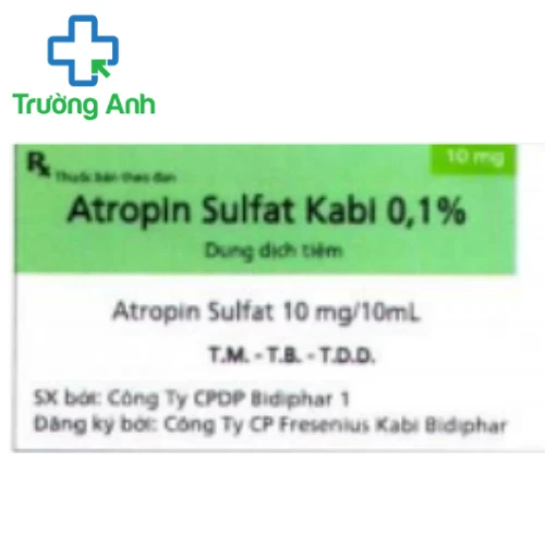 Atropin sulfat kabi 0,1% - Thuốc ức chế tác dụng của hệ thần kinh đối giao cảm