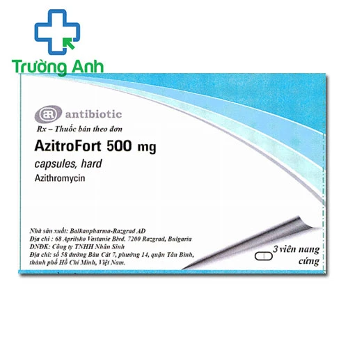AzitroFort 500 mg - Thuốc điều trị bệnh nhiễm khuẩn, viêm phế quản, viêm phổi, viêm tai giữa của Bulgaria