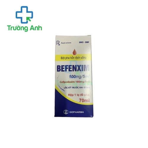 Befenxim 100mg/5ml Dopharma - Thuốc điều trị nhiễm khuẩn đường hô hấp