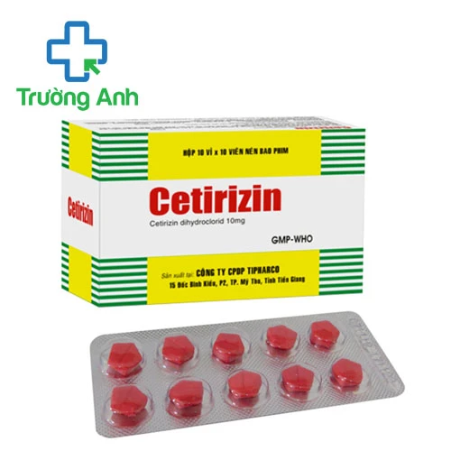 Cetirizin 10mg Tipharco (100 viên đỏ) - Thuốc chống dị ứng hiệu quả