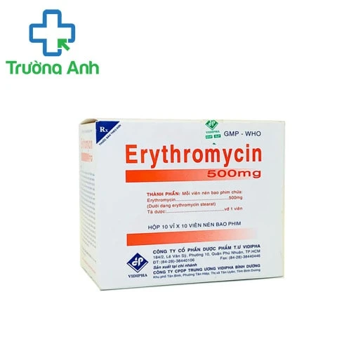 Erythromycin 500mg Vidiphar - Thuốc điều trị nhiễm khuẩn hiệu quả