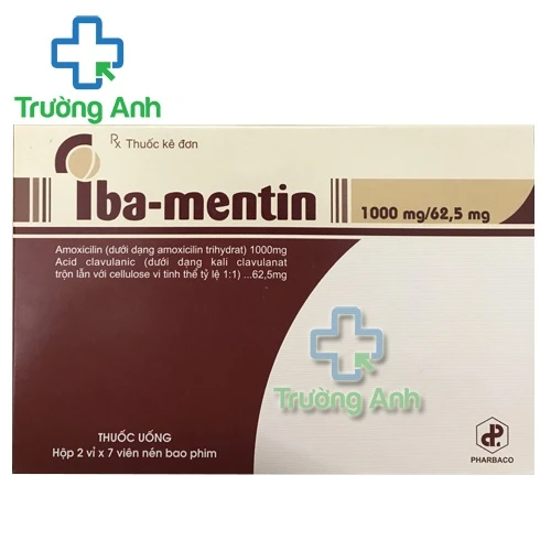 Iba-Mentin 1000mg/62,5mg - Thuốc điều trị nhiễm khuẩn hiệu quả của Pharbaco