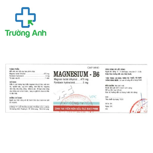 Magnesium - B6 Cửu Long - Thuốc điều trị thiếu magnesi nặng hiệu quả
