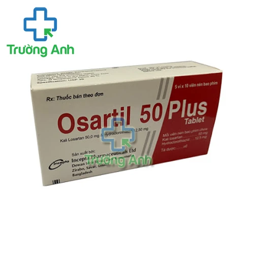 Osartil 50 Plus - Thuốc điều trị tăng huyết áp hiệu quả của Incepta