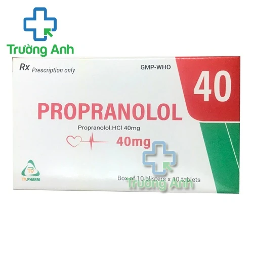 Propranolol 40mg TV Pharm - Thuốc điều trị cao huyết áp, đau thắt ngực hiệu quả