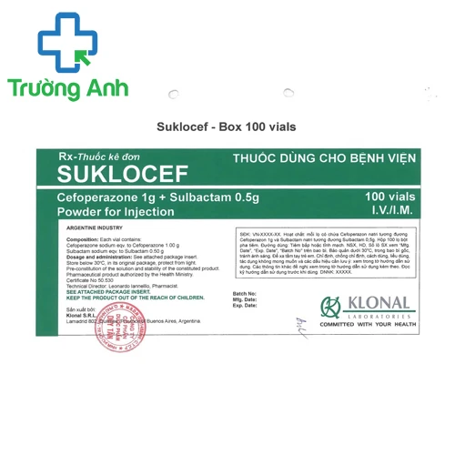 Suklocef - Thuốc kháng sinh điều trị nhiễm khuẩn hiệu quả của Klonal S.R.L