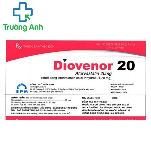 Diovenor 20 - Thuốc điều trị tăng cholesterol máu hiệu quả của SPM