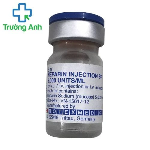 Heparin BP 5000Units/ml Rotexmedica - Thuốc phòng huyết khối tĩnh mạch