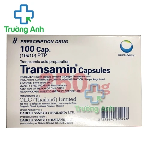 Transamin Capsules 250mg Olic - Thuốc điều trị và phòng ngừa chảy máu hiệu quả của Thái Lan