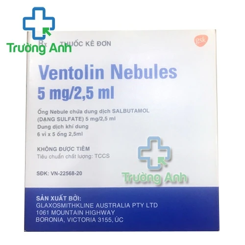 Ventolin nebules 5mg - Thuốc phòng ngừa co thắt phế quản